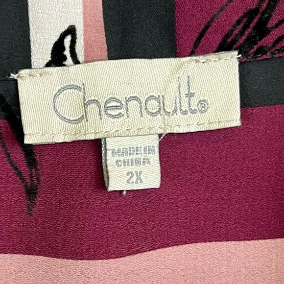 Chenault Women’s Floral Striped Button Down 2X - Picture 9 of 11